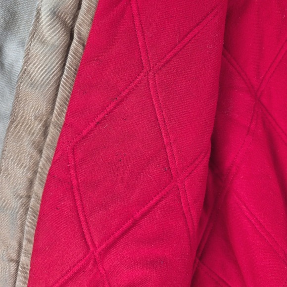 Vintage 90s Carhartt J13 Santa Fe Tan Brown Jacket Red Quilt Lined Mens Large - Picture 11 of 16
